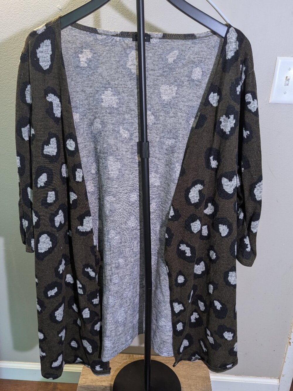 Studio 1886 Leopard Print Open Front Cardigan
